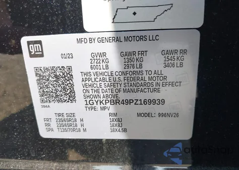 2023 Cadillac Xt6 Luxury z USA, uszkodzony, nr VIN 1GYKPBR49PZ169939